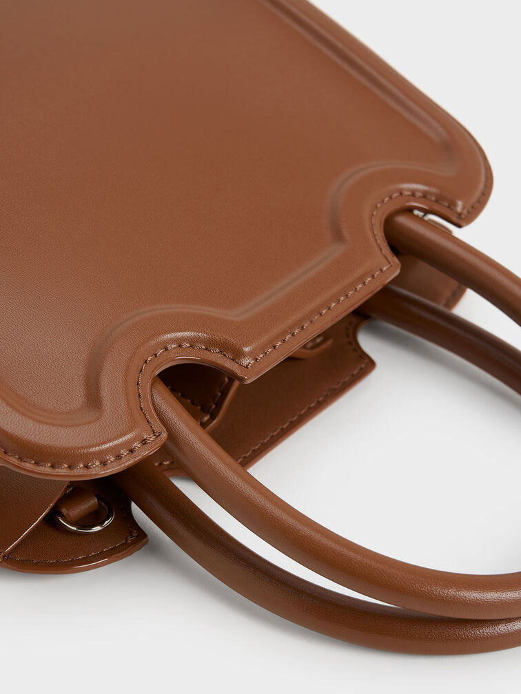 Perline Sculptural Top Handle Bag, Chocolate, hi-res