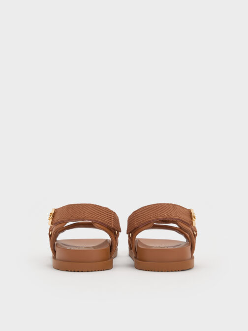Granta Leather & Fabric Crossover Sports Sandals, Brown, hi-res