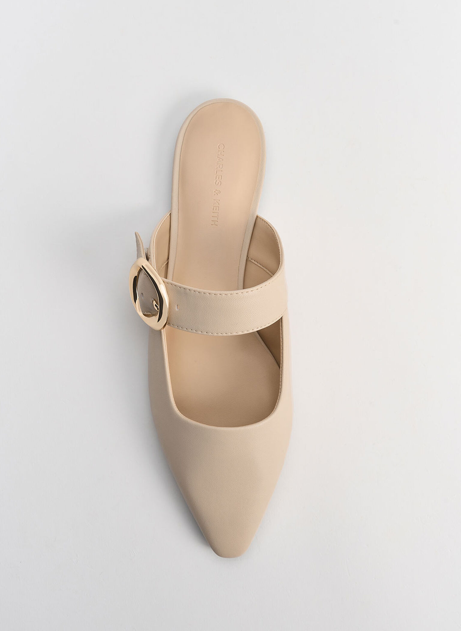 Mules planos con correa con hebilla, Nude, hi-res