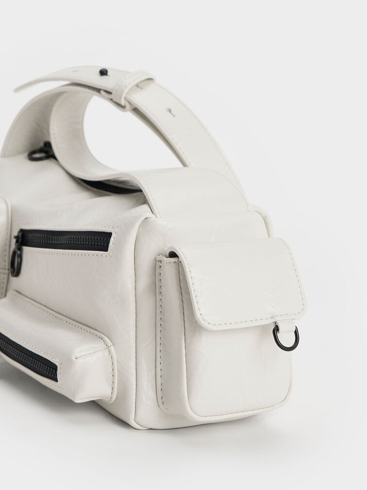 Mathilda Multi-Pocket Shoulder Bag, White, hi-res