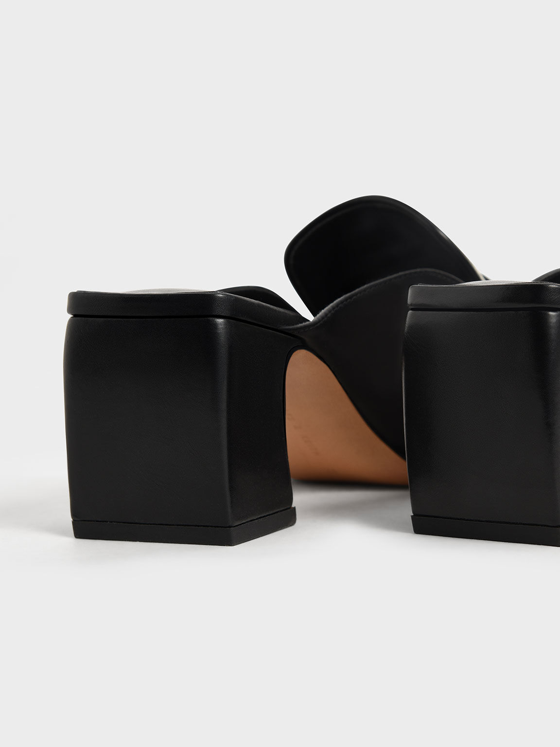 Two-Tone Block Heel Loafer Mules, Black, hi-res