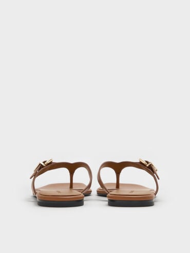 Buckled Thong Sandals, Cognac, hi-res