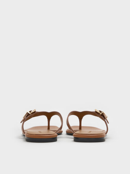 Buckled Thong Sandals, Cognac, hi-res