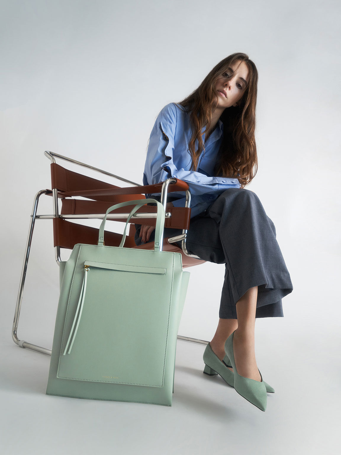 Textured Trapeze Heel Pumps, Mint Green, hi-res