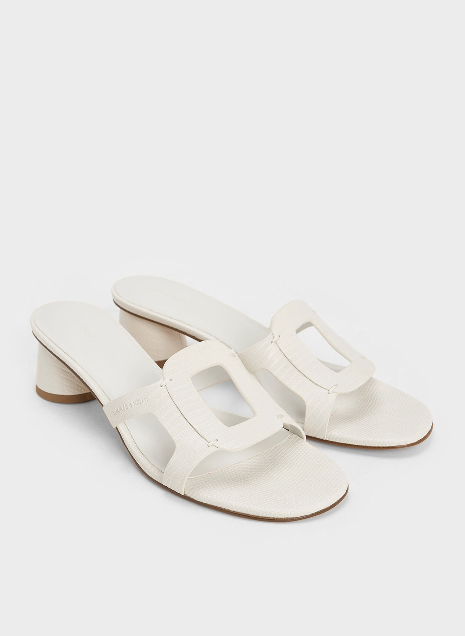 Easley Croc-Effect Cut-Out Heeled Sandals, Animal Print White, hi-res