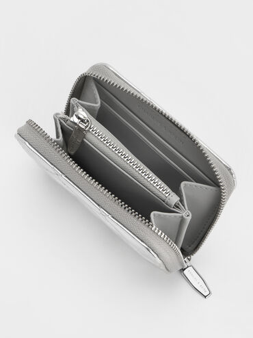 Alva Metallic Quilted Zip-Around Wallet, Silver, hi-res