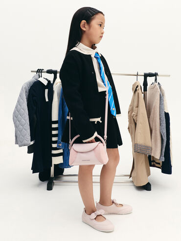 Girls' Nelly Recycled Suede Top Handle Bag, Pink, hi-res