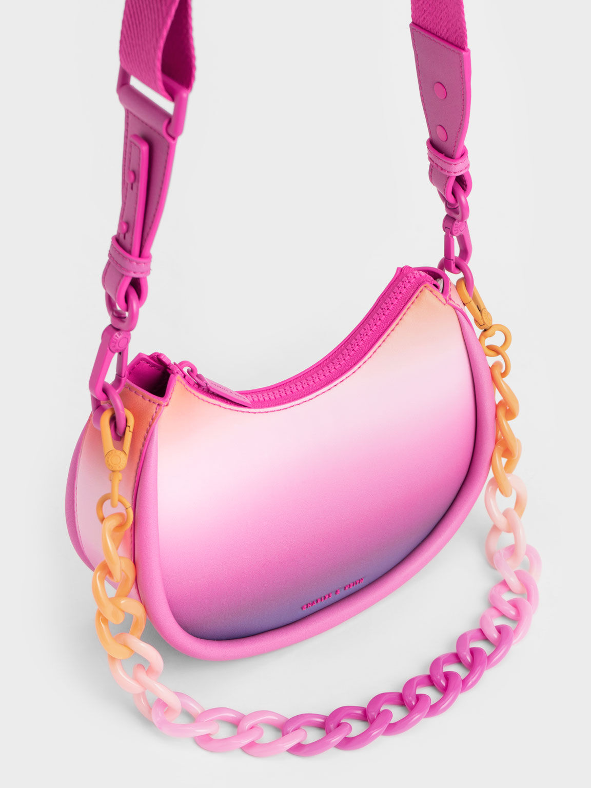 Lana Holographic Curved Shoulder Bag, Holographic, hi-res