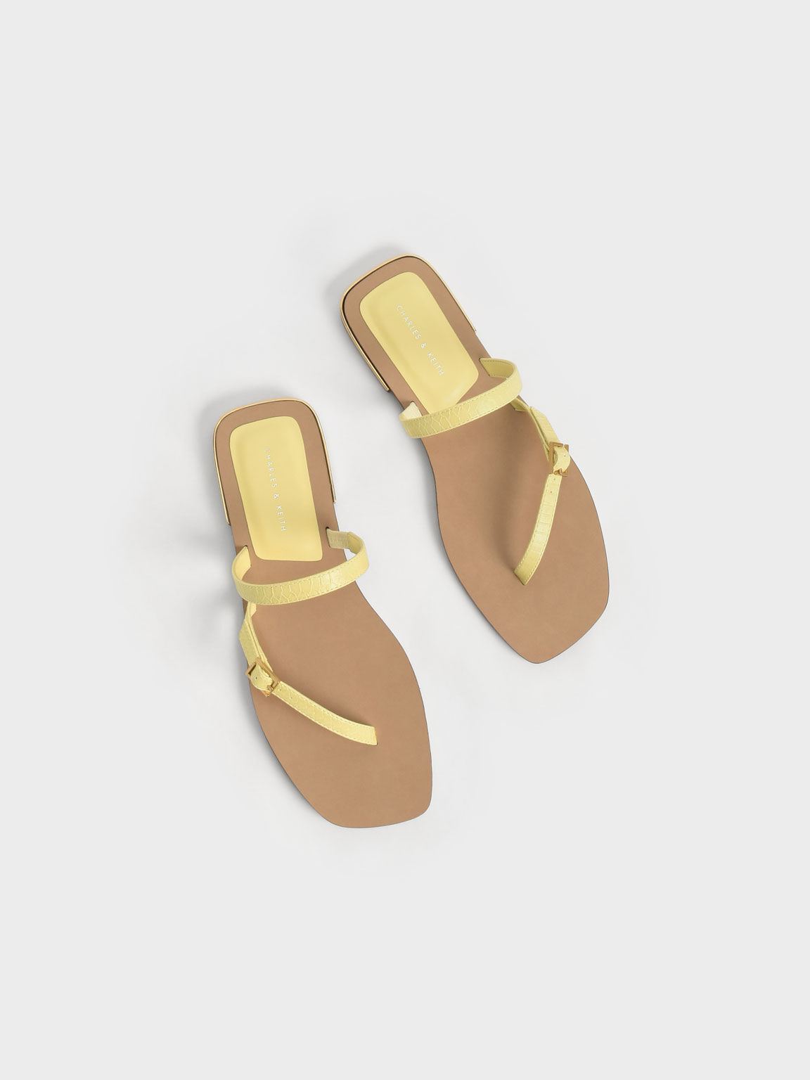 Snake-Print Asymmetric Strap Thong Sandals, Animal Print Yellow, hi-res
