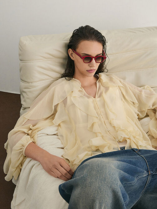 Girls' Gabine Sunglasses, Red, hi-res