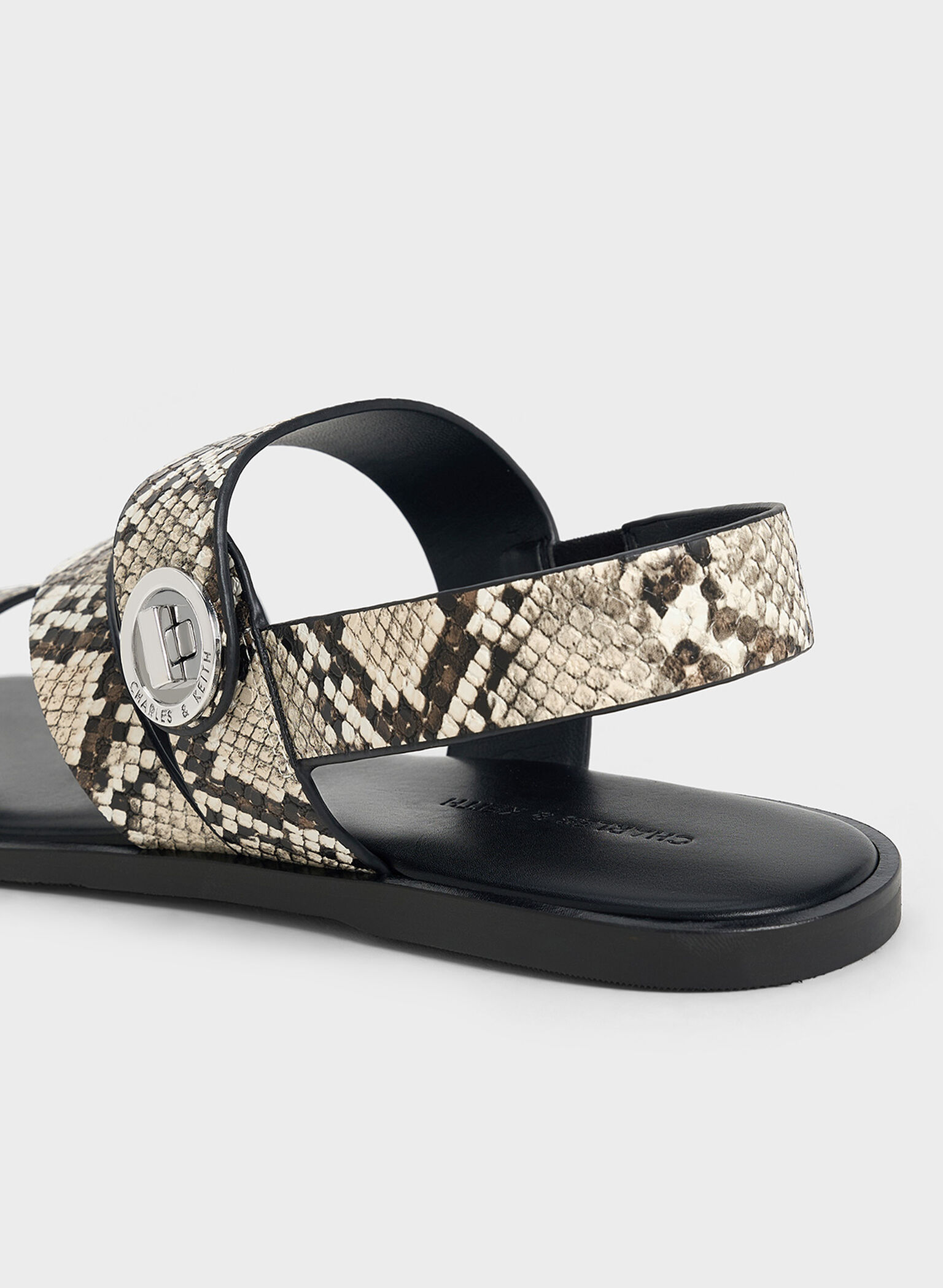 Yara Snake-Print Turn Lock Strappy Sandals, Animal Print Natural, hi-res
