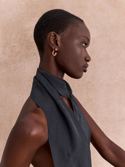 Angular Hoop Earrings, Rose Gold, hi-res