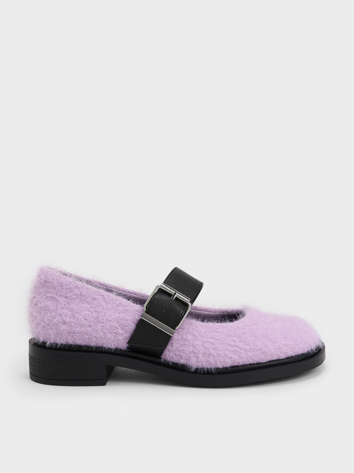 真皮刷毛瑪莉珍鞋, 紫丁香色, hi-res