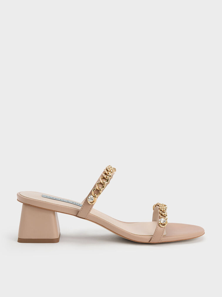 Charles & Keith Heart Heel Strappy Sandals in White