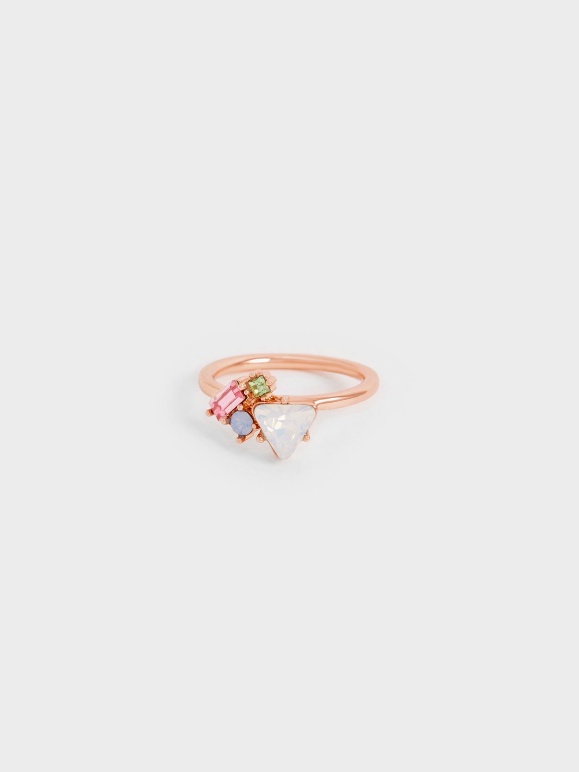 彩色水晶戒指, 玫瑰金, hi-res