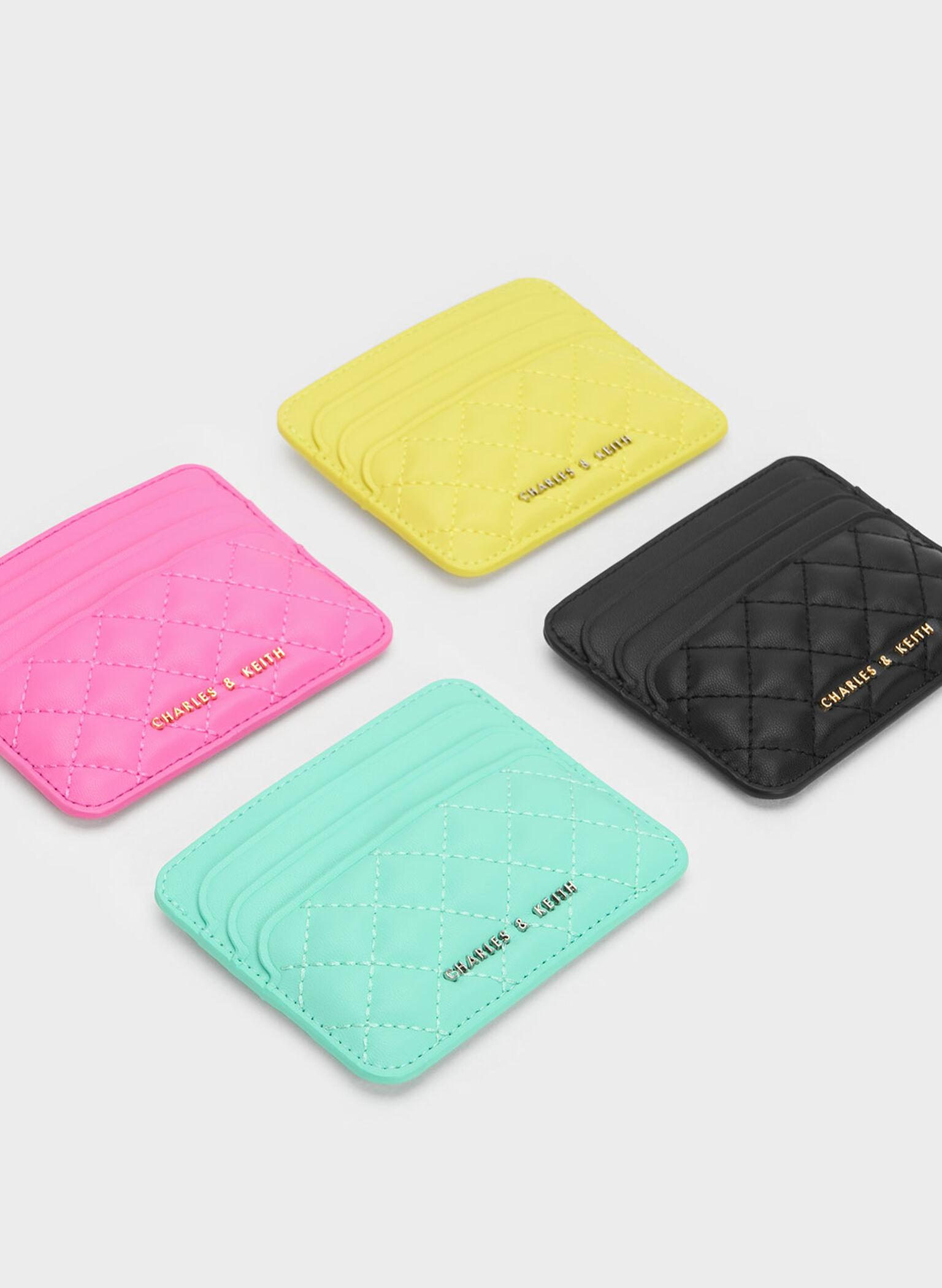 Cleo Quilted Card Holder, Black, hi-res