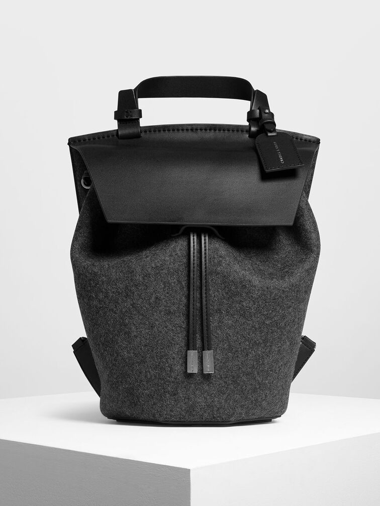 Classic Drawstring Backpack, Black, hi-res