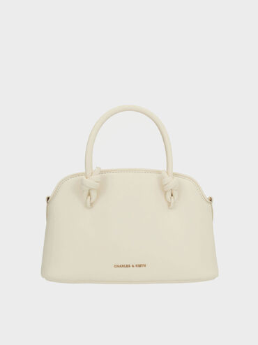 Sammie Knotted-Handle Bowling Bag, Cream, hi-res