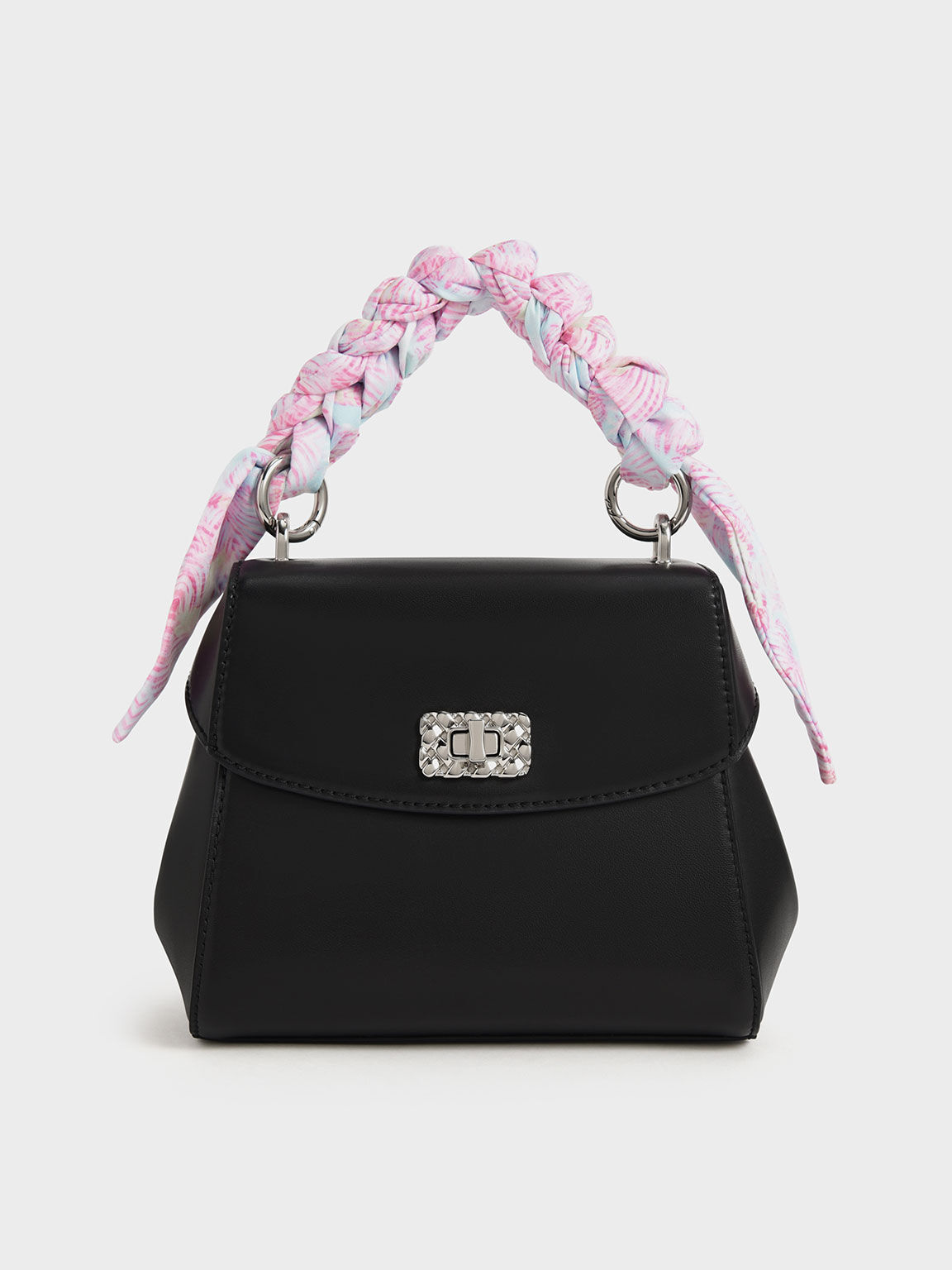 Black Scarf-Wrapped Top Handle Bag | CHARLES & KEITH