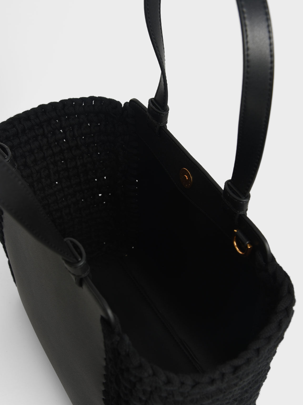 Crochet Tote Bag, Black, hi-res