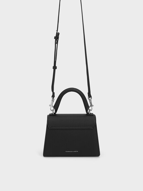 Huxley Metallic Push-Lock Top Handle Bag, Noir, hi-res