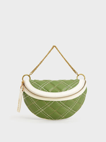 Half-Moon Crossbody Bag, Green, hi-res