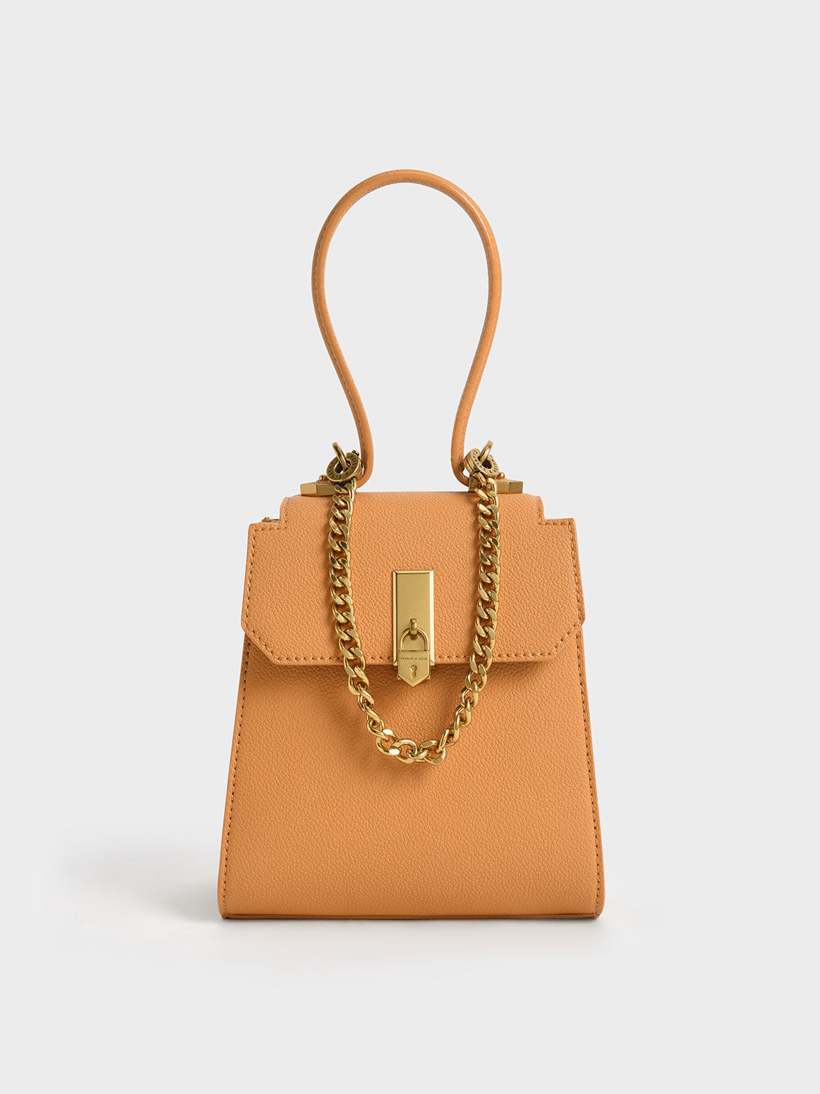 Geometric Top Handle Chain-Link Bag, Pumpkin, hi-res