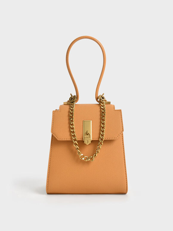 Pumpkn Geometric Top Handle Chain Link Bag Charles Keith Ae