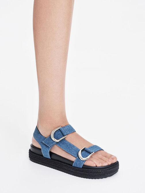 Gabine Denim Espadrille Sandals, Blue, hi-res