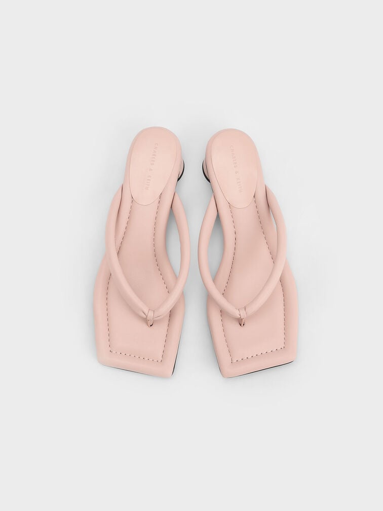 Light Pink Asymmetric-Toe Puffy Thong Sandals - CHARLES & KEITH PH