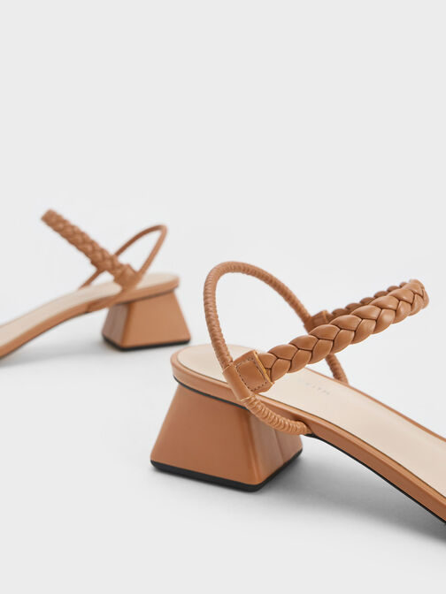 Braided Back Strap Sandals, Caramel, hi-res