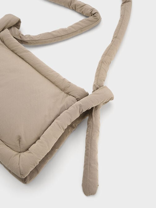 Errya Nylon Puffy Crossbody Bag, Taupe, hi-res