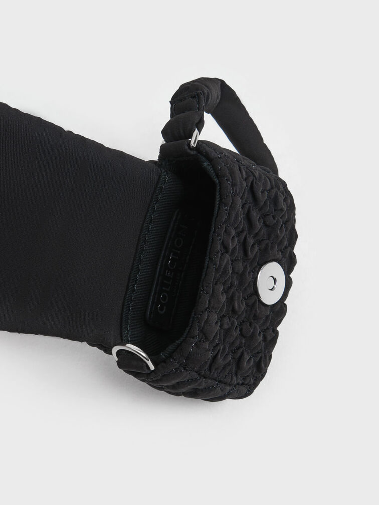 Nylon Ruched Mini Bag, Black, hi-res