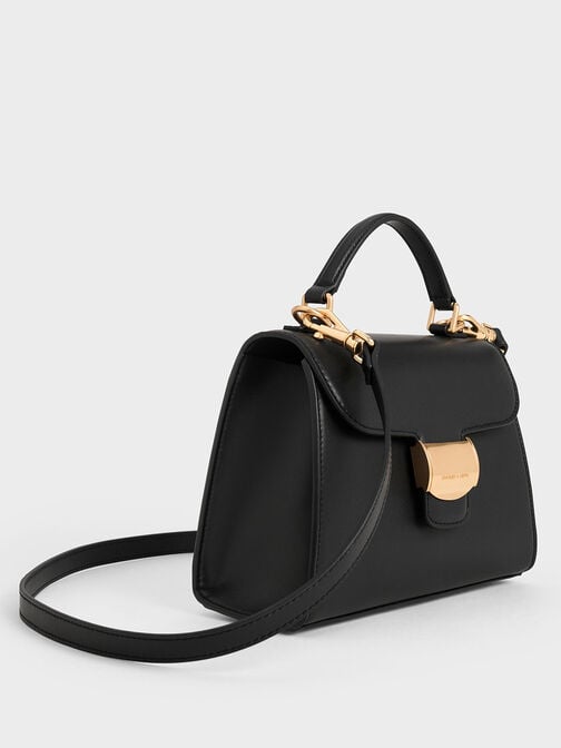 Violetta Trapeze Top Handle Bag, Black, hi-res