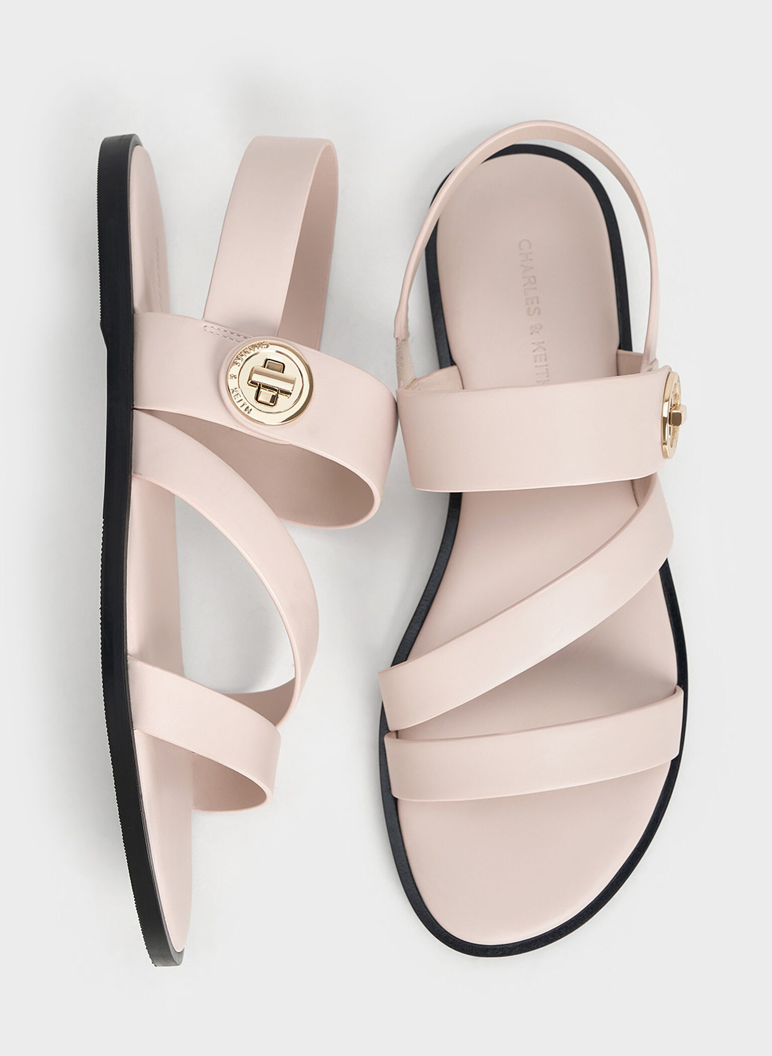 Yara Turn Lock Strappy Sandals, Cream, hi-res