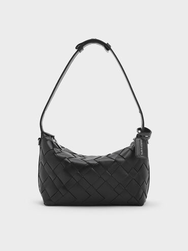 Bolso de hombro entrelazado Ivette, Noir, hi-res