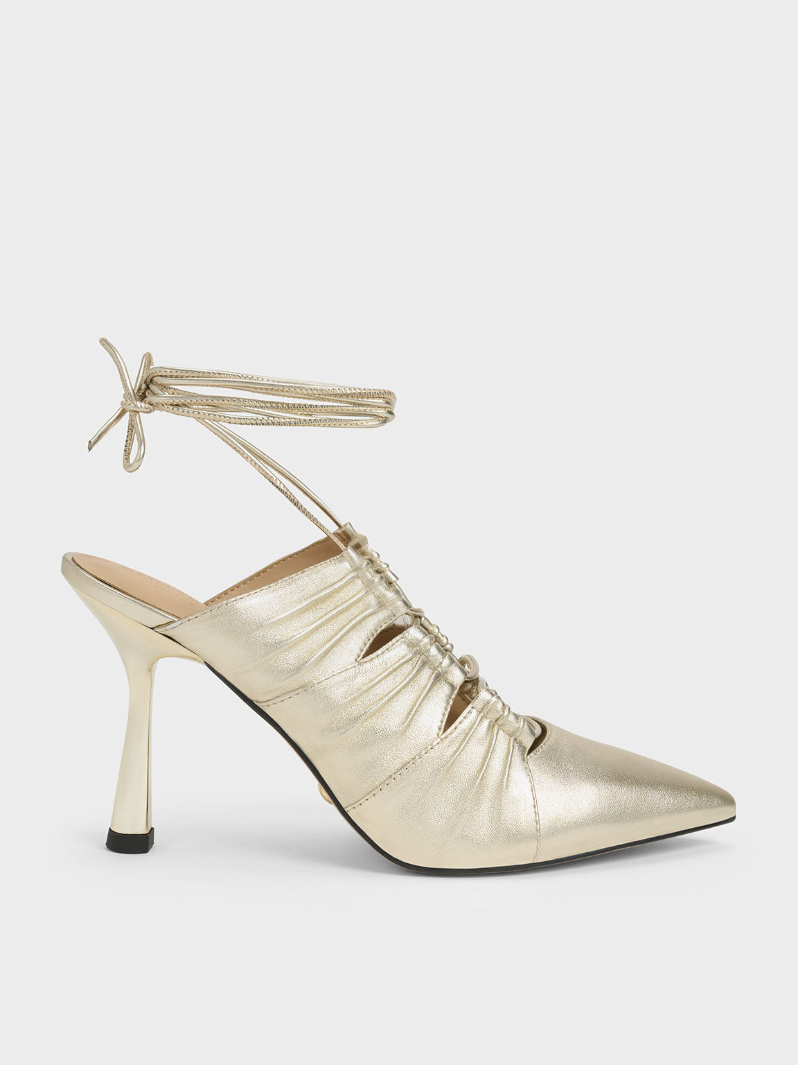 Landis Metallic Leather Tie-Around Pumps, Gold, hi-res