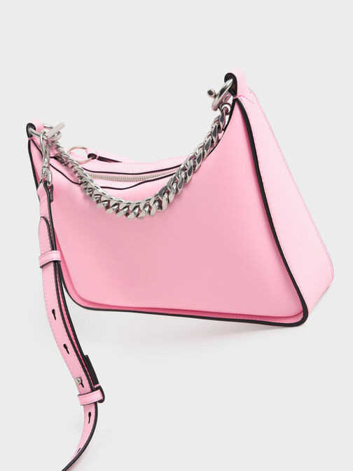 Minta Chain-Link Hobo Bag, Pink, hi-res