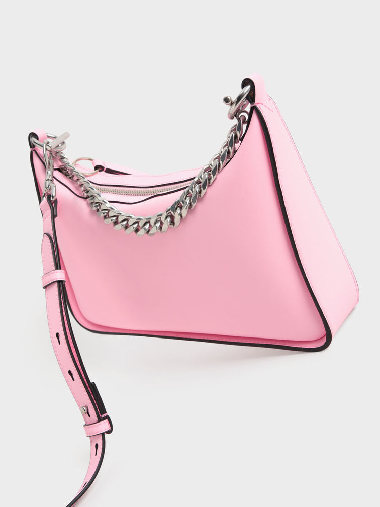 Minta Chain-Link Hobo Bag, Pink, hi-res