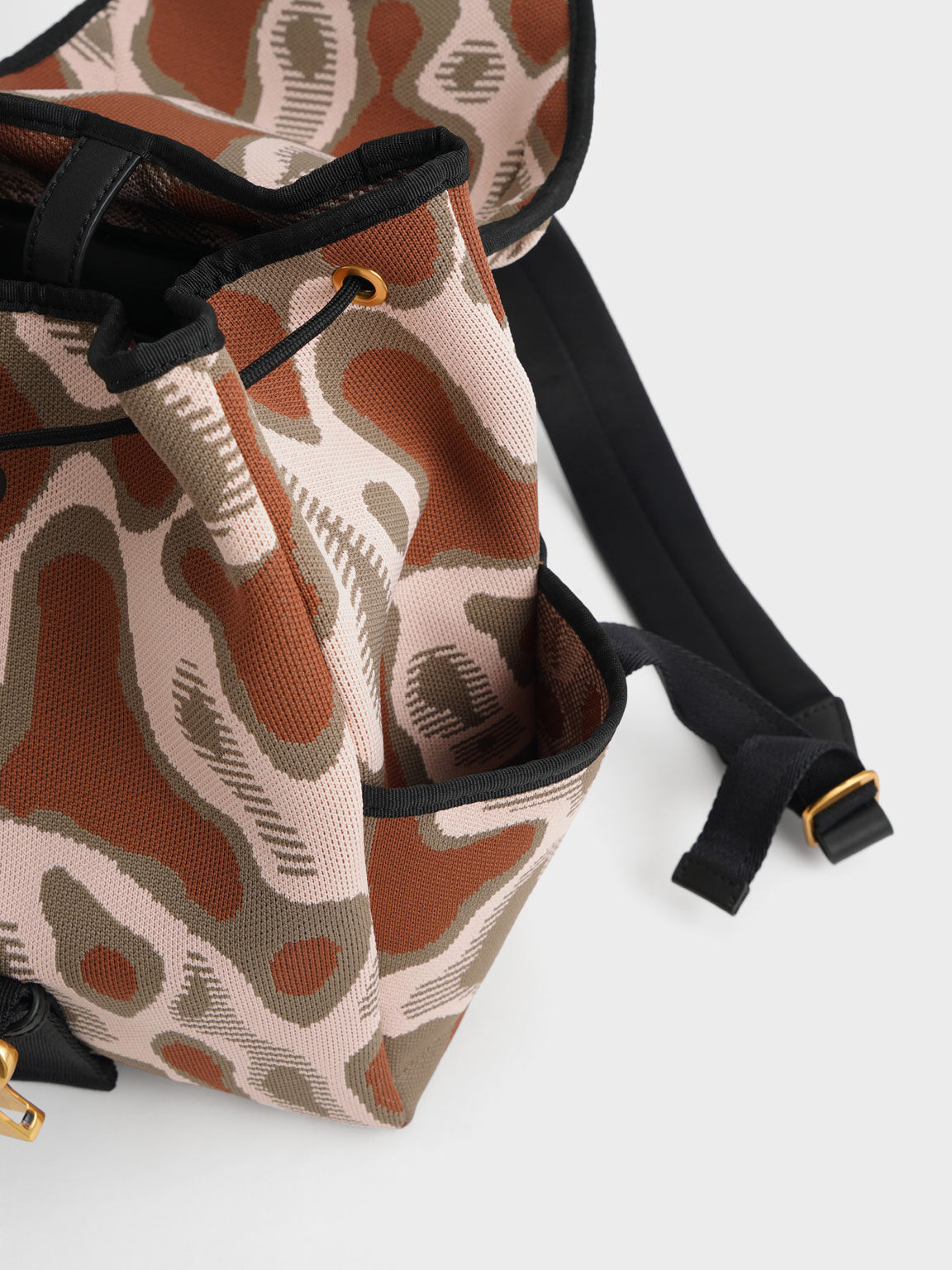 Knit & Nylon Patterned Metallic Buckle Backpack, Multi, hi-res