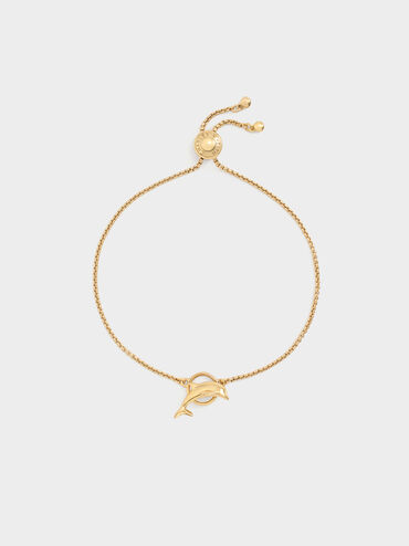 Delfina Dolphin Ball Bracelet, Gold, hi-res
