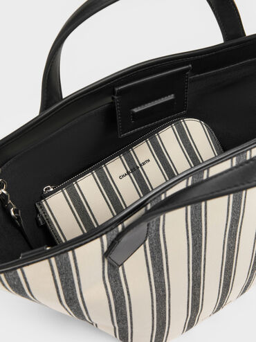 Ivanna 帆布托特包, 黑銀, hi-res