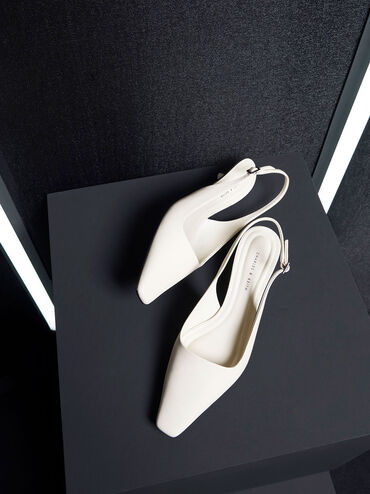Vita Square-Toe Slingback Pumps, Chalk, hi-res