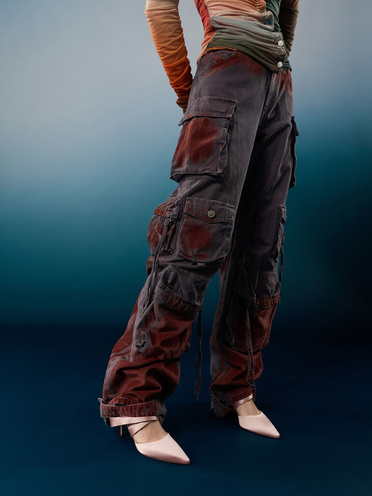 緞面交叉帶穆勒跟鞋, 粉紅色, hi-res