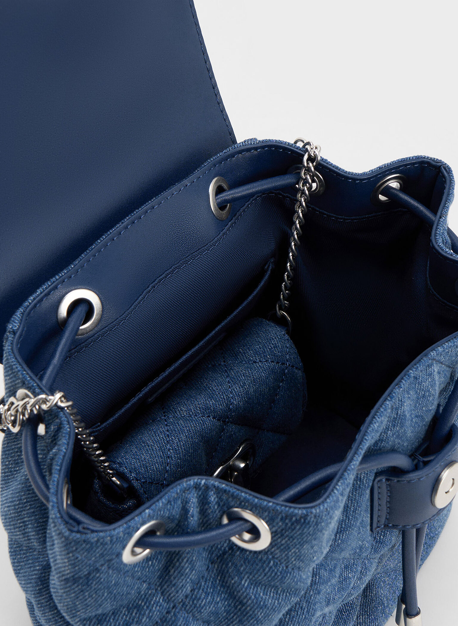 Aubrielle Denim Quilted Backpack, Denim Blue, hi-res