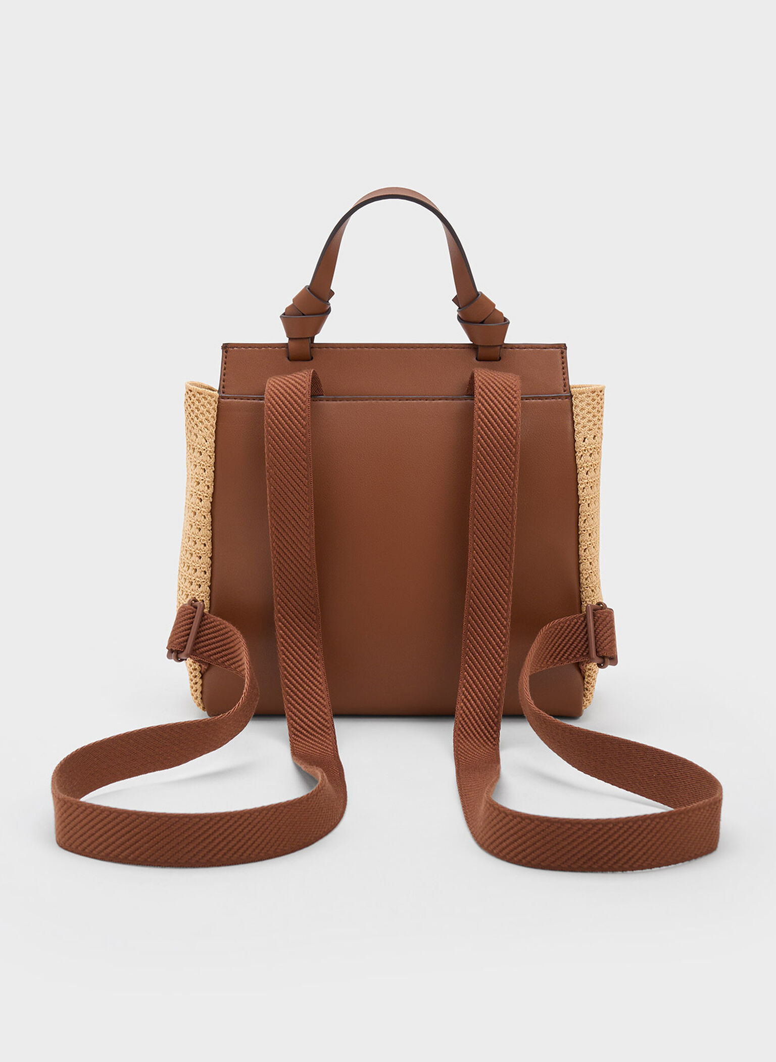 Girls' Ida Knitted Front Flap Backpack, Beige, hi-res