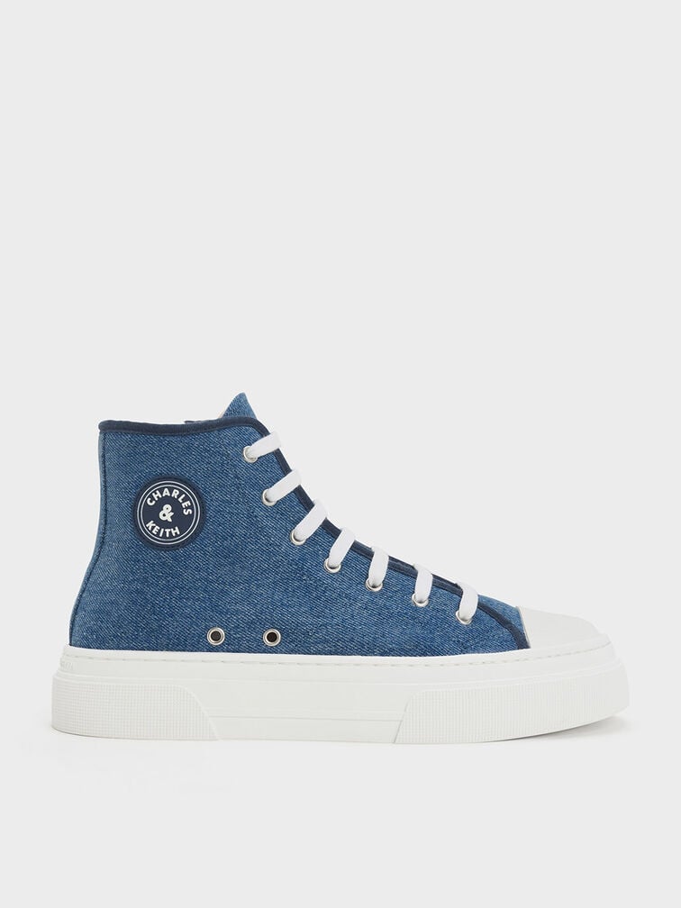 Kay Canvas High-Top Sneakers, Blue, hi-res