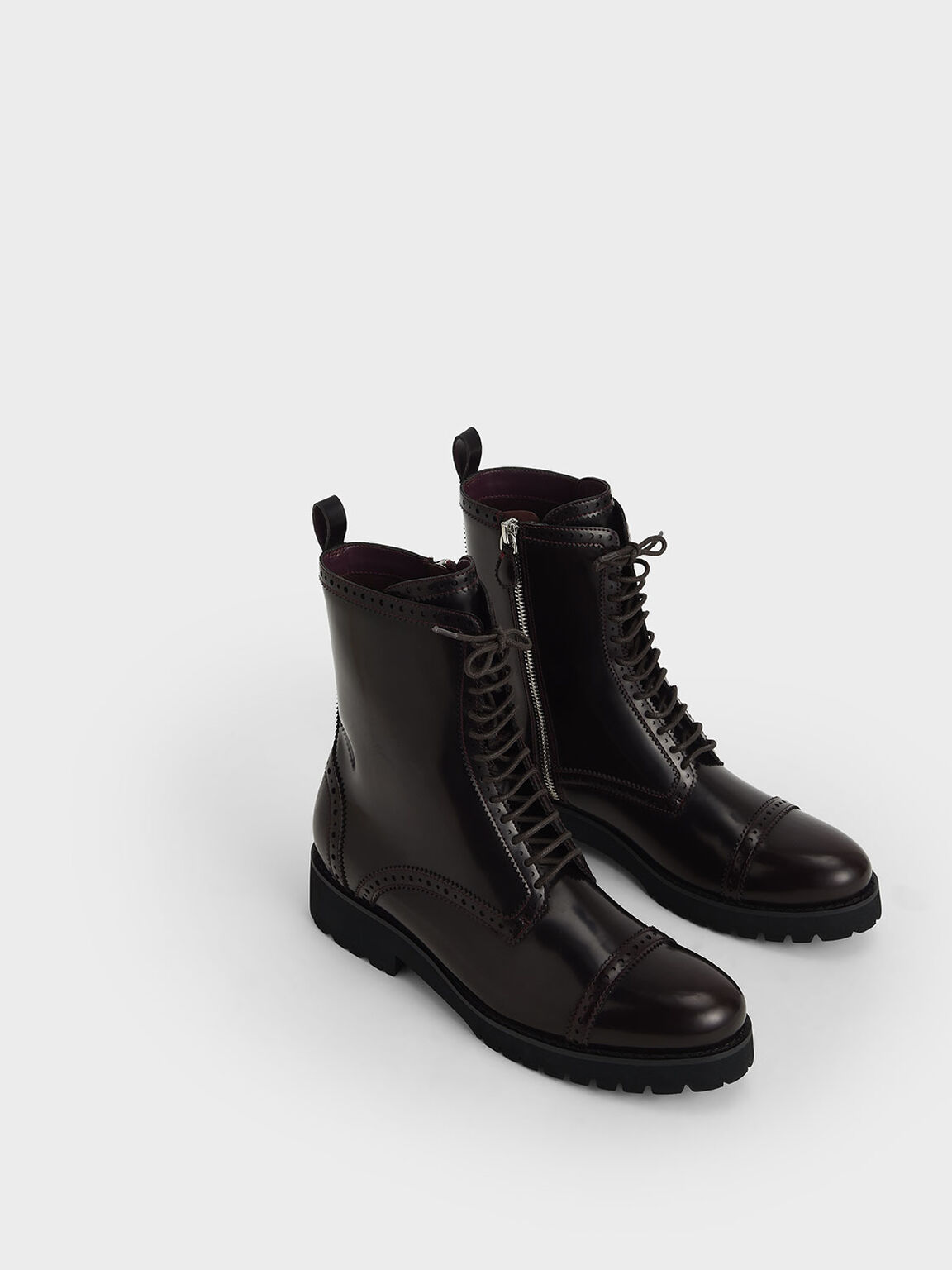 Brogue Ankle Boots, Burgundy, hi-res