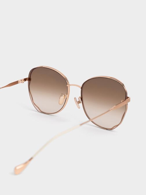 Wavy Frame Butterfly Sunglasses, Cream, hi-res