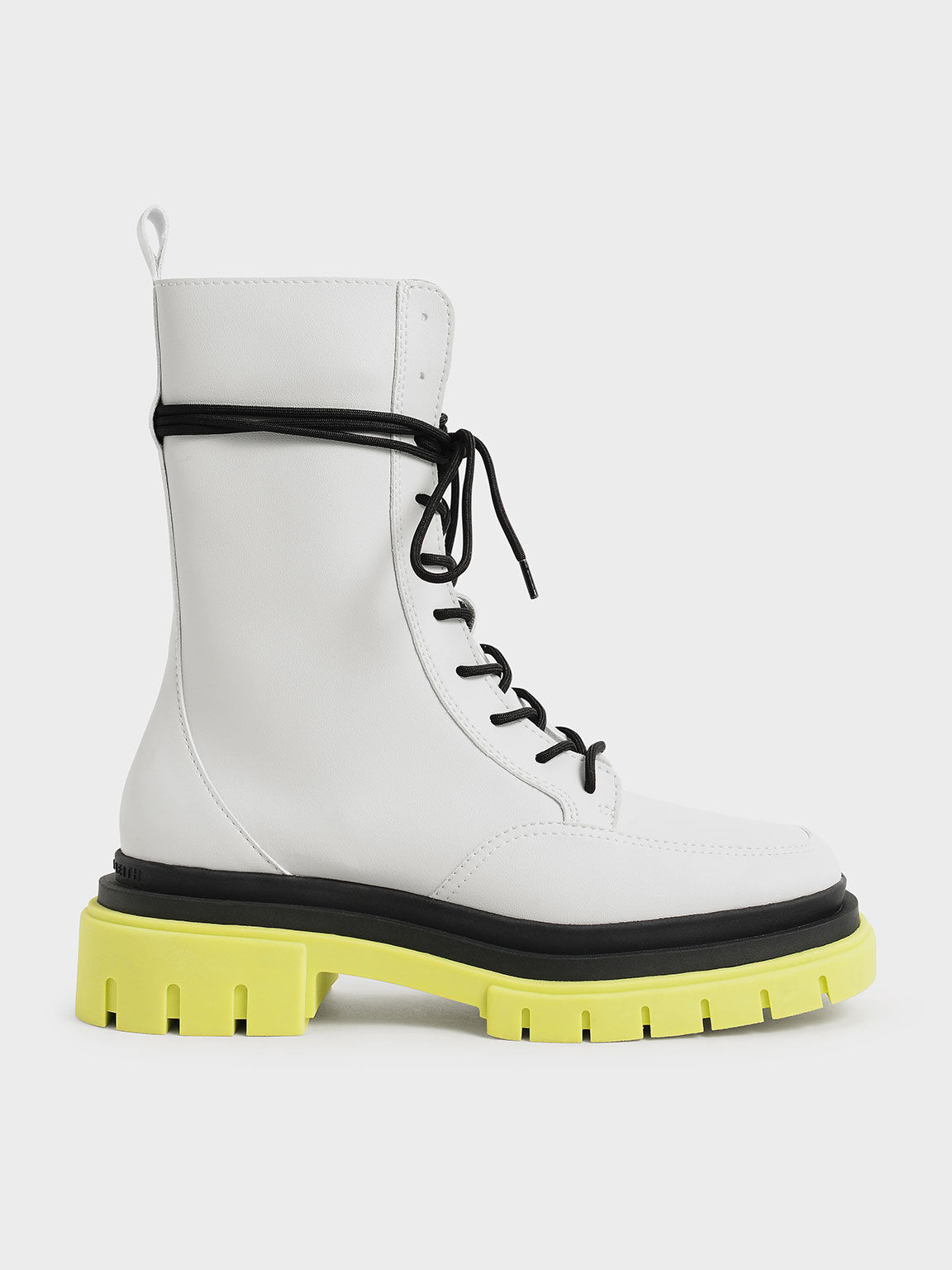 Iggy Coloured Sole Combat Boots​, Lime, hi-res